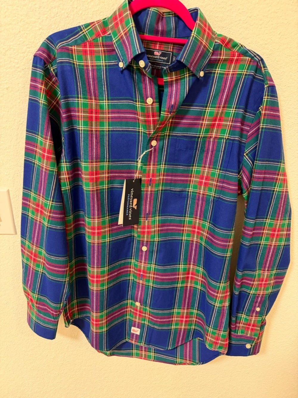 Vineyard Vines Blue, Green & Red Plaid Button-Down Shirt